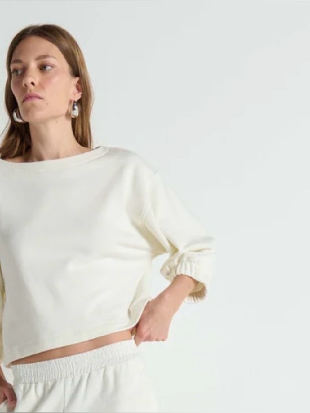 Nation Ltd. Cropped Puff Sleeve in Cream